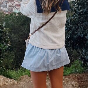 Zara Light Blue Striped Circle Skirt